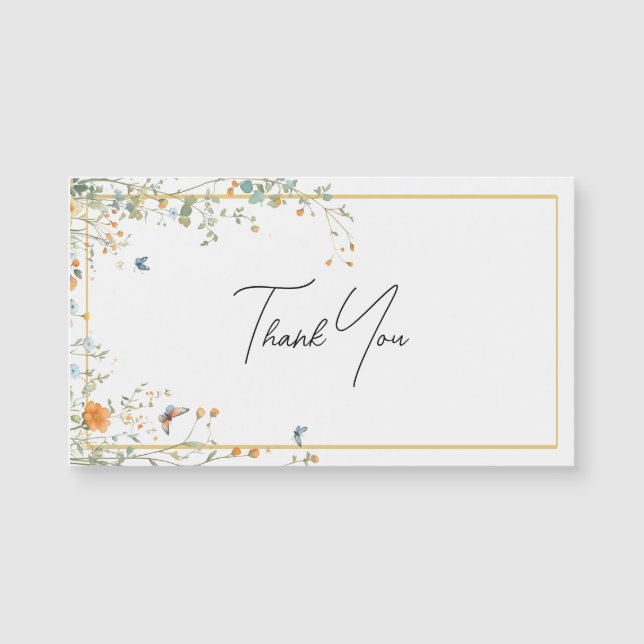 Vildblommsspridningar med elegant skript tack (Framsida)