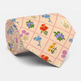 Vildblommsträdgård med Harlekinmönster Slips