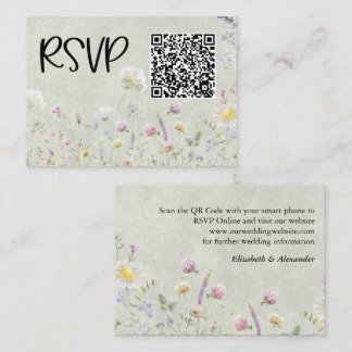 Vildblommsträdgård Stonewash Grön Bröllop RSVP Tilläggskort