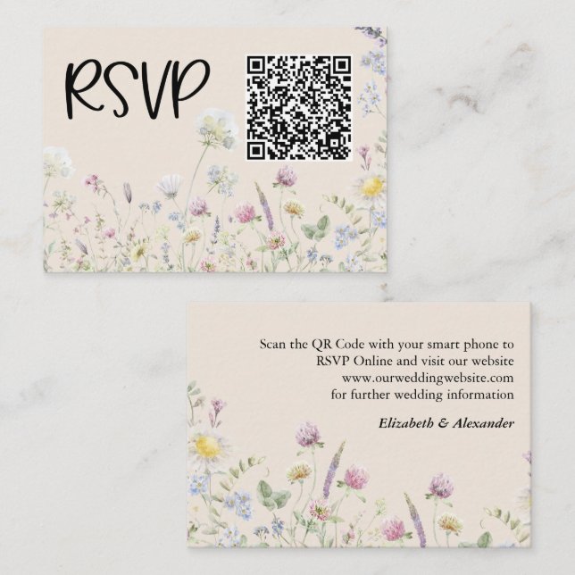Vildblommsträdgård Varm jordton Bröllop RSVP Tilläggskort (Fram/baksida)