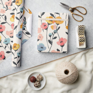 vildblomsäng,akvarell boho vilda blommor,förhandsg presentpapper