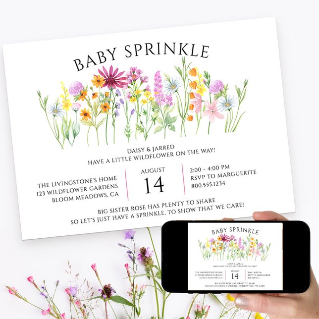 Vildblomsäng Baby Sprinkle Inbjudningar (Skapare uppladdad)