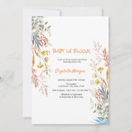 Vildblomsäng Bebis i Knopp Torkad Baby Shower Inbjudningar