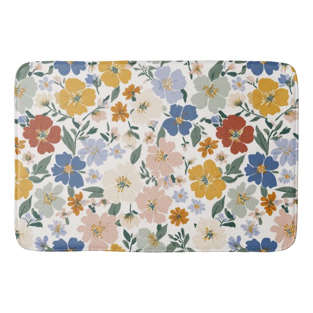 Vildblomsäng Boho-mönster Badrumsmatta (Framsidan)