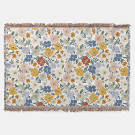 Vildblomsäng Boho-mönster Filt