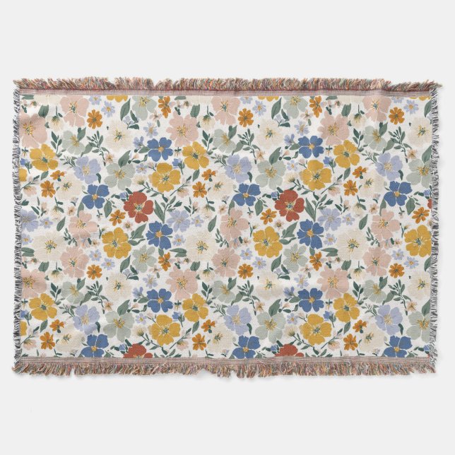 Vildblomsäng Boho-mönster Filt (Framsidan)