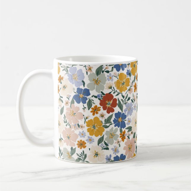 Vildblomsäng Boho-mönster Kaffemugg (Vänster)
