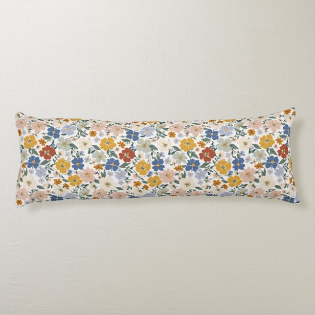 Vildblomsäng Boho-mönster Kroppskudde (Baksidan)