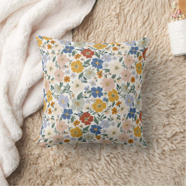Vildblomsäng Boho-mönster Kudde