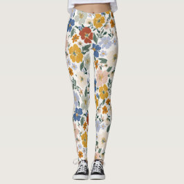Vildblomsäng Boho-mönster Leggings