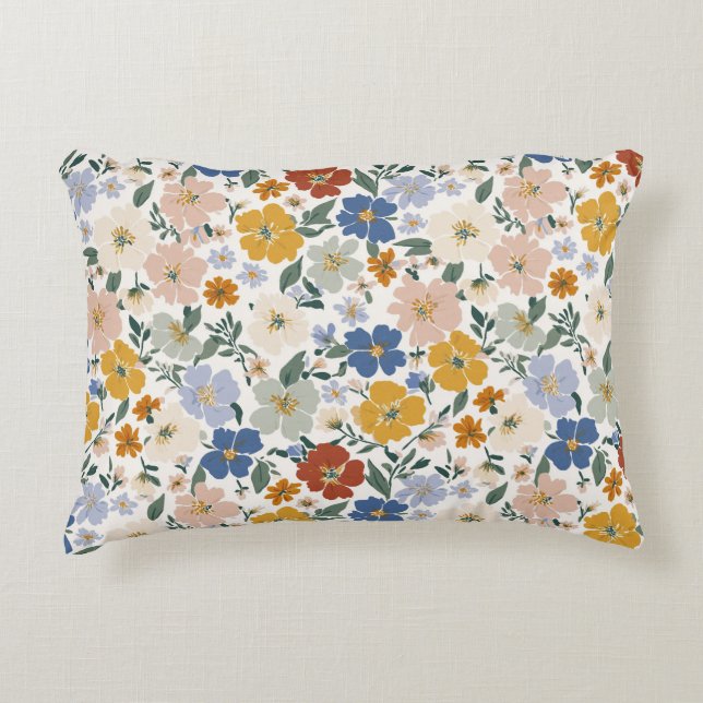 Vildblomsäng Boho-mönster Prydnadskudde (Framsidan)