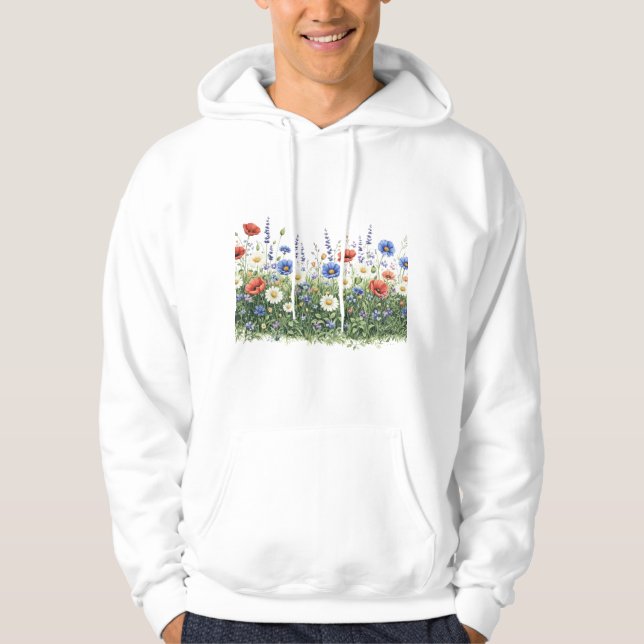 Vildblomsäng botanisk trädgård blommor hoodie (Framsida)