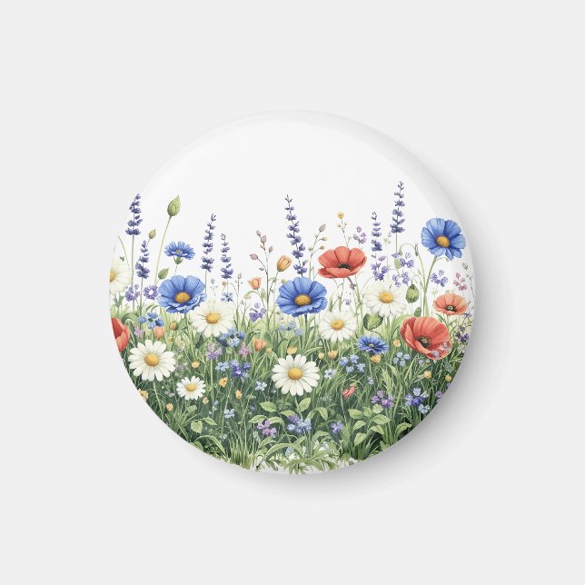 Vildblomsäng botanisk trädgård blommor magnet (Framsidan)