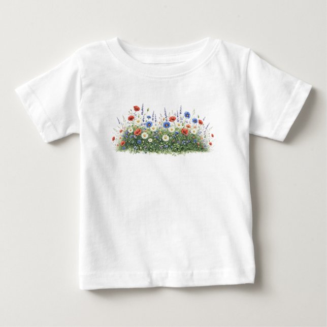 Vildblomsäng botanisk trädgård blommor t shirt (Framsida)