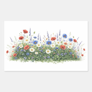 Vildblomsäng botaniska trädgården blommor rektangulärt klistermärke