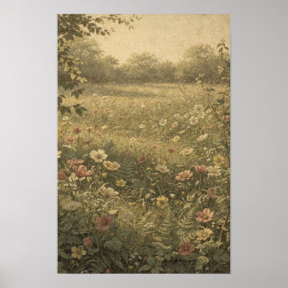 Vildblomsäng i varmt kvällsljus poster