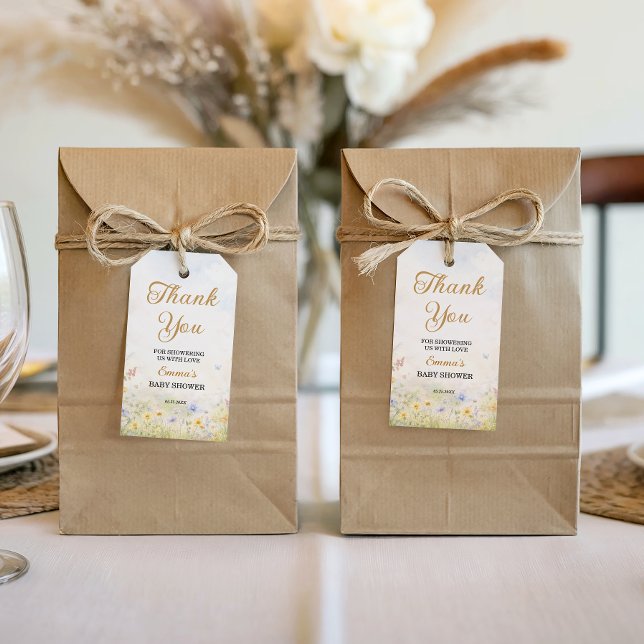 Vildblomsäng Pastell Vårträdgård Tack Presentetikett (Skapare uppladdad)