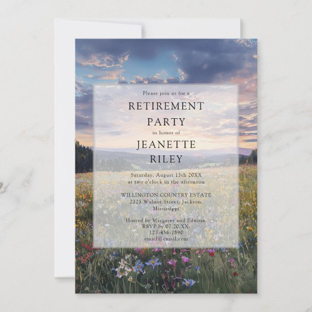 Vildblomsäng Pensionärsfest Inbjudningar (Framsida)