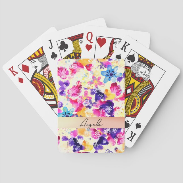Vildblomsäng Shabby blommor Casinokort (Baksidan)