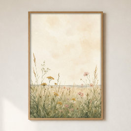 Vildblomsäng Vattenfärg Cottagecore-affisch Poster