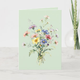 Vildblomsbukett i akvarell  kort