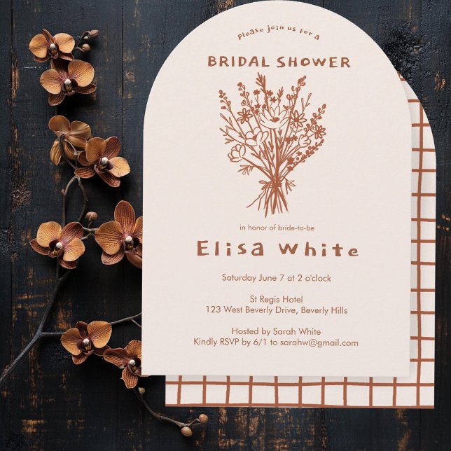 Vildblomsbukett Rustik Båge Whimsisk Bröllopsdusch Inbjudningar (Wildflower Bouquet Rustic Arch Whimsical Shower Invitation
)