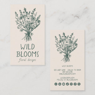 Vildblomsbukett Rustik Minimal Floral Social Visitkort