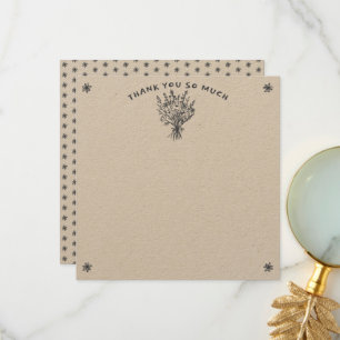 Vildblomsbukett Rustik Whimsical Kraft Bröllop Tack Kort