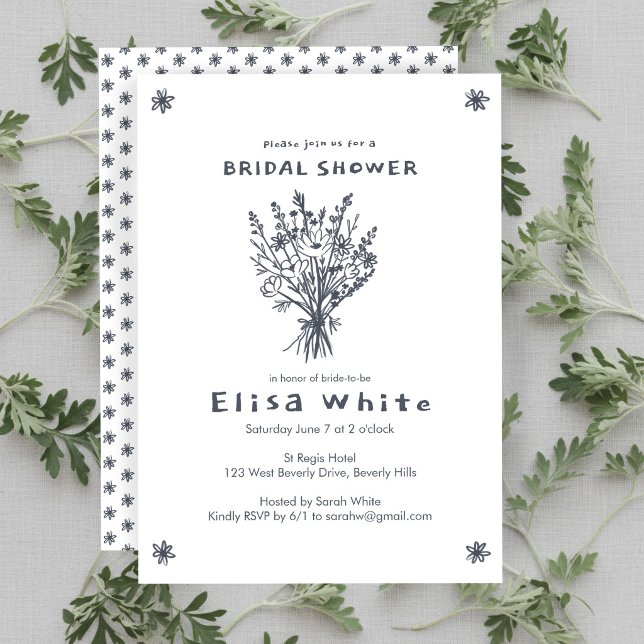 Vildblomsbukett Rustik Whimsisk Bröllopsdusch Inbjudningar (Wildflower Bouquet Rustic Whimsical Bridal Shower Invitation
)