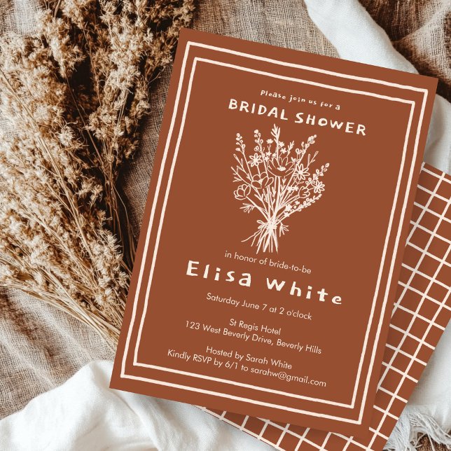 Vildblomsbukett Rustik Whimsisk Bröllopsdusch Inbjudningar (Wildflower Bouquet Rustic Whimsical Bridal Shower Invitation
)