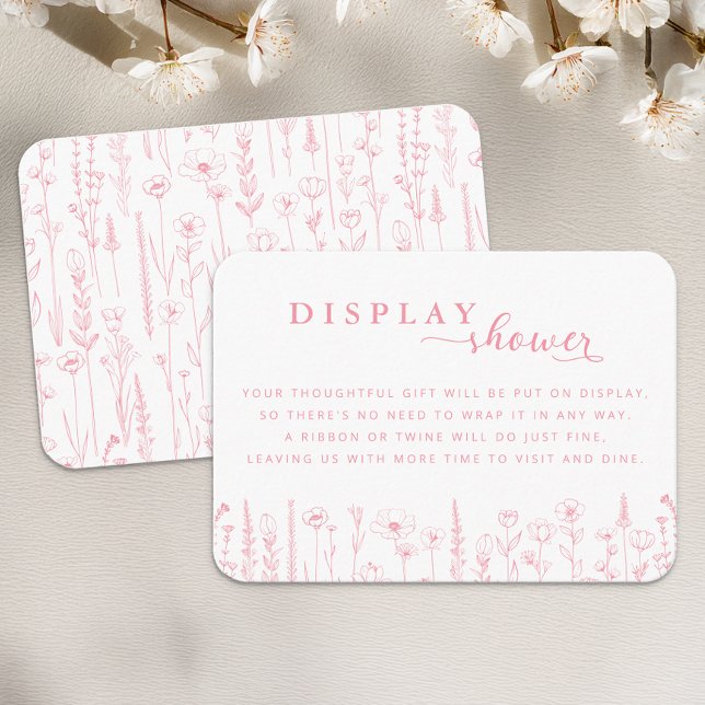 Vildblomsdisplay Dusch Baby Shower-kort Tilläggskort (Pink Display Shower Card)