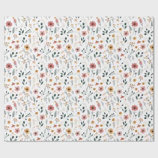Vildblomsdoodle Presentpapper (Platt)