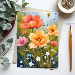 Vildblomsfält   Akvarell Blommor Botanisk Vykort