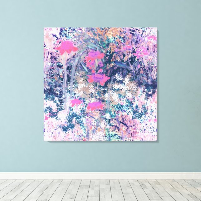 Vildblomsfält Impressionism -Rosa Canvastryck (Insitu (trägolv))