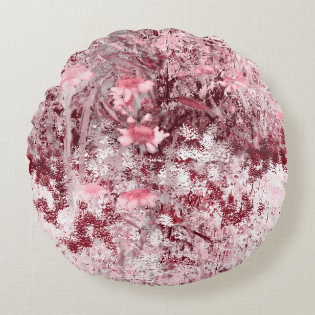 Vildblomsfältsimpressionism - Mauve Rund Kudde (Framsidan)