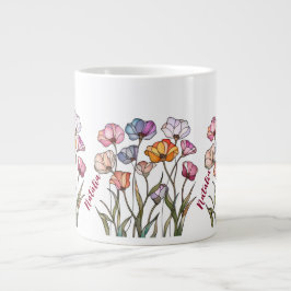 Vildblomsfärgat Glas Jumbo Mugg