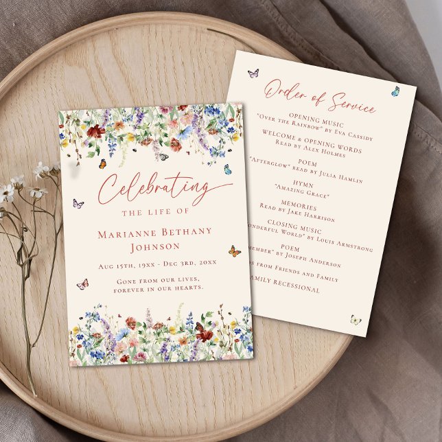 Vildblomsfirande av livets ordning för ceremonin program (Skapare uppladdad)