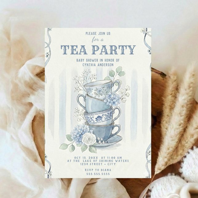 Vildblomsinspirerad Tea Party Baby Shower Inbjudningar (Skapare uppladdad)