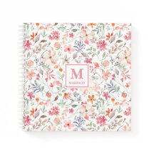 Vildblomsmonogram anteckningsbok journal