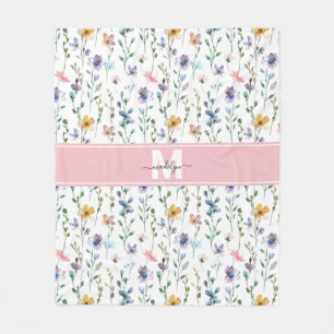 Vildblomsmonogram Fleecefilt