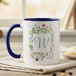 Vildblomsmonogram – Morsdagspresent åt henne Mugg