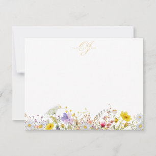 Vildblomsmonogram Noteskort Inbjudningar