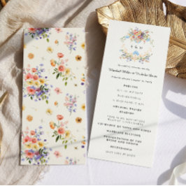 Vildblomsmonogram | Ornamentiskt Boho-vigselprogra Program