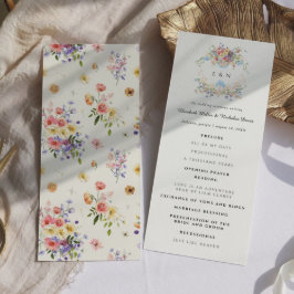 Vildblomsmonogram | Ornamentiskt Boho-vigselprogra Program
