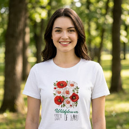 Vildblomsstämning Röd Vit Vallmo Blommig T Shirt