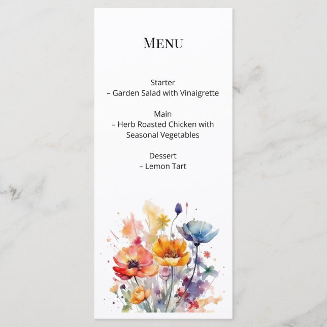 Vildblomssymfoni: Färgrik Vårvattenfärg  Meny (Framsida)