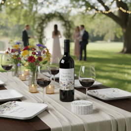 Vildblomssymfoni: Livlig akvarellkonst Vinflaska Etikett