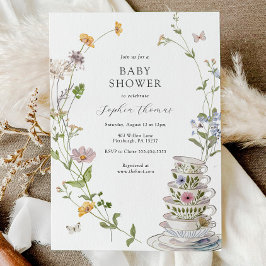 Vildblomste Baby Shower Inbjudningar