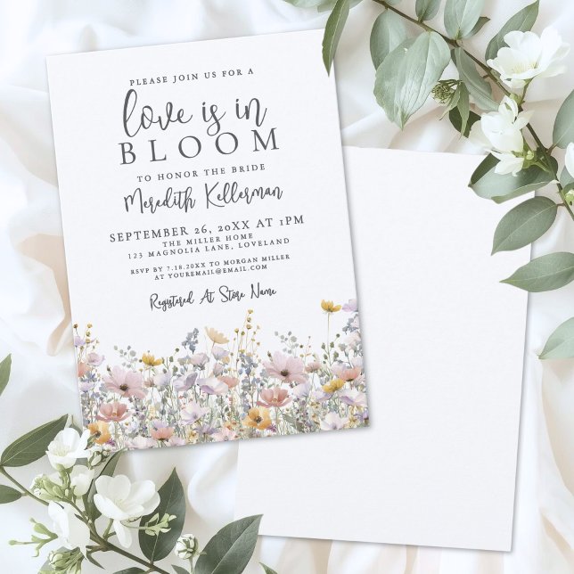 Vildblomster Kärlek I Knopp Bröllopsdusch Inbjudningar (Wildflower Love Is In Bloom Bridal Shower Invitation)