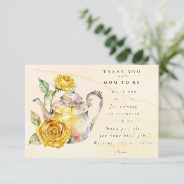 Vildblomster teparty baby shower  tack kort (Stående Fram)